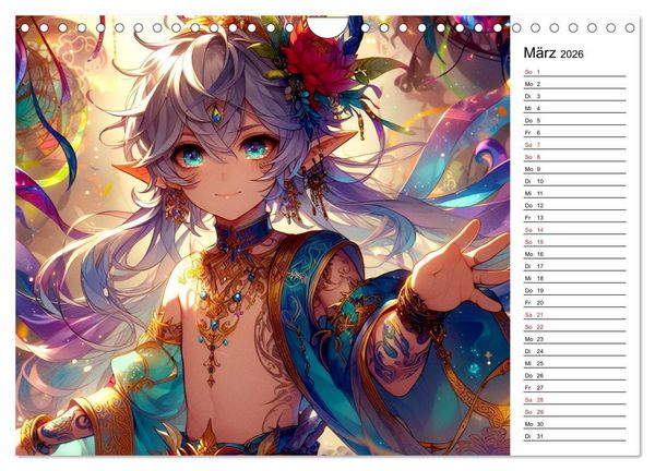 Produktbild: Bezaubernde Manga Elfen (Wandkalender 2026 DIN A4 quer), CALVENDO Monatskalender