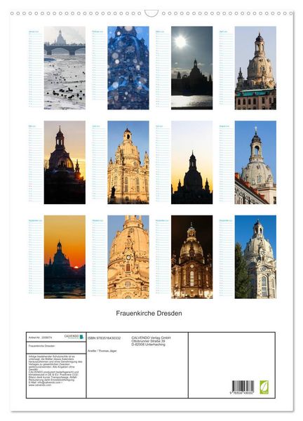 Produktbild: Frauenkirche Dresden (Wandkalender 2026 DIN A2 hoch), CALVENDO Monatskalender