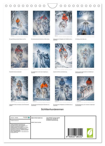 Produktbild: Schlittenhunderennen (Wandkalender 2026 DIN A4 hoch), CALVENDO Monatskalender