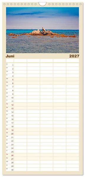 Produktbild: Familienplaner 2027 - Traumhaftes Sardinien mit 5 Spalten (Wandkalender, 21 x 45 cm) CALVENDO
