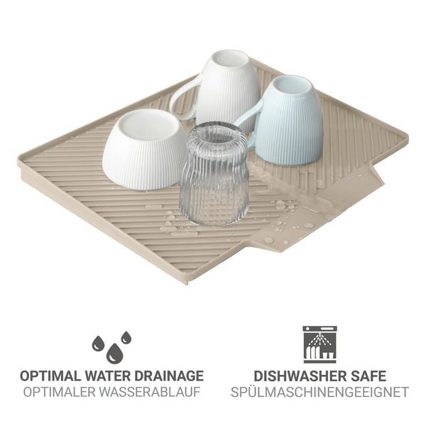 Produktbild: Abtropfmatte Mod. Nelia, beige, Kunststoff, 34x40x3 cm, geneigte Fl&auml;che f&uuml;r Wasserablauf