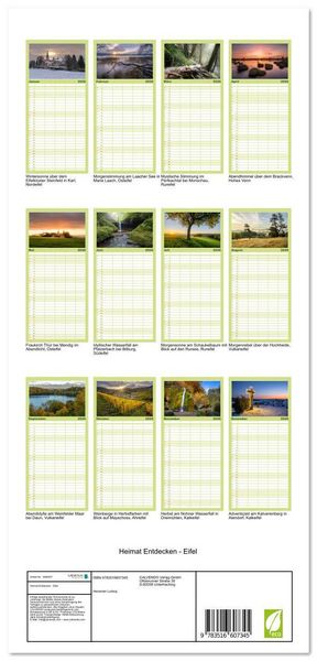 Produktbild: Familienplaner 2026 - Heimat Entdecken - Eifel mit 5 Spalten (Wandkalender, 21 x 45 cm) CALVENDO