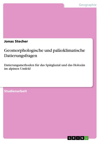 Produktbild: Geomorphologische und pal&auml;oklimatische Datierungsfragen
