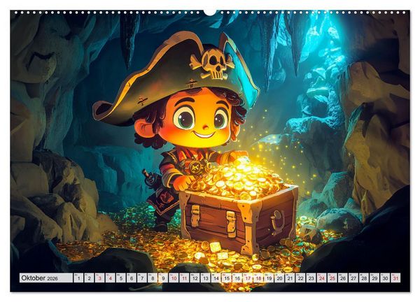 Produktbild: Piraten-Abenteuer - Die Reise zum verborgenen Schatz (Wandkalender 2026 DIN A2 quer), CALVENDO Monatskalender