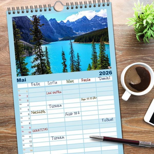 Produktbild: Familienplaner 2026 - Kanadas Rocky Mountains: Zwischen Gipfeln & glasklaren Seen mit 5 Spalten (Wandkalender, 21 x 45 cm) CALVENDO