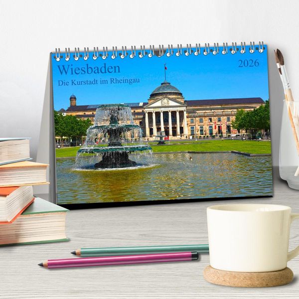 Produktbild: Wiesbaden Die Kurstadt im Rheingau (Tischkalender 2026 DIN A5 quer), CALVENDO Monatskalender