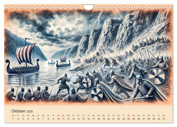 Produktbild: Die Wikingerzeit - Helden, K&ouml;nige und Entdeckungen (Wandkalender 2026 DIN A4 quer), CALVENDO Monatskalender