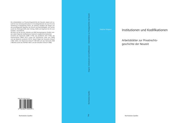 Produktbild: Institutionen und Kodifikationen &ndash; Arbeitsbl&auml;tter zur Privatrechtsgeschichte der Neuzeit