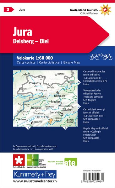 Produktbild: K&uuml;mmerly+Frey Velokarte 3 Jura 1:60.000