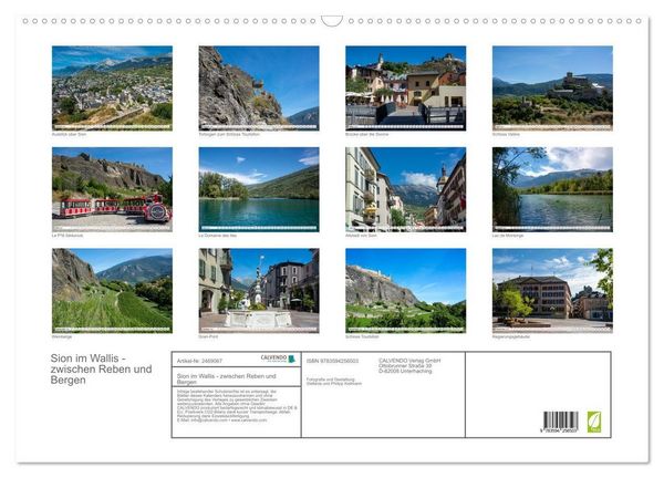 Produktbild: Sion im Wallis - zwischen Reben und Bergen (Wandkalender 2027 DIN A2 quer), CALVENDO Monatskalender