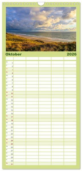 Produktbild: Familienplaner 2026 - Sylt - Magie der Abendstunden mit 5 Spalten (Wandkalender, 21 x 45 cm) CALVENDO