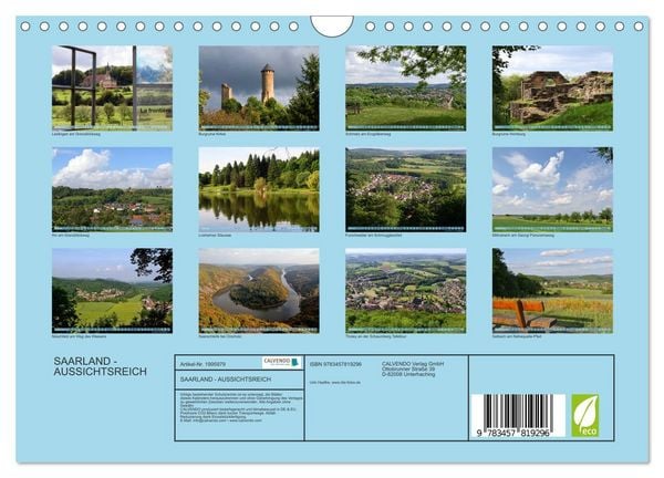 Produktbild: SAARLAND - AUSSICHTSREICH (Wandkalender 2026 DIN A4 quer), CALVENDO Monatskalender