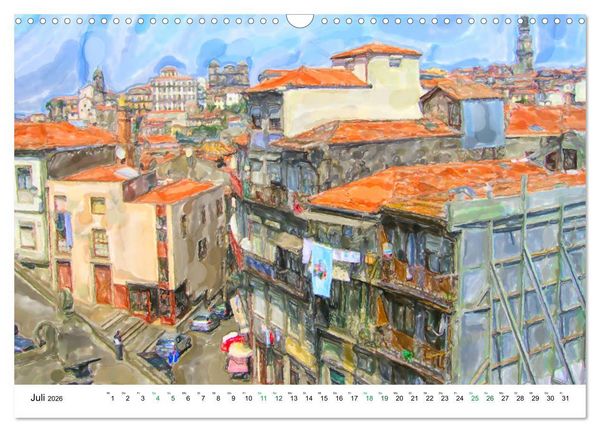 Produktbild: Porto - Ansichten in Aquarell (Wandkalender 2026 DIN A3 quer), CALVENDO Monatskalender