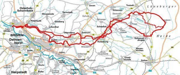 Produktbild: Kompakt-Spiralo BVA W&uuml;mme-Radweg, 1:50.000, mit GPS-Track Download