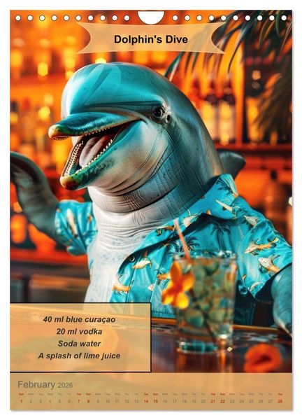 Produktbild: Animal cocktail creations for bartenders (Wall Calendar 2026 DIN A4 portrait), CALVENDO 12 Month Wall Calendar