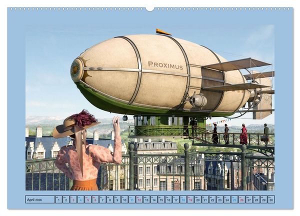 Produktbild: Steampunk Luftschiffe (hochwertiger Premium Wandkalender 2026 DIN A2 quer), Kunstdruck in Hochglanz