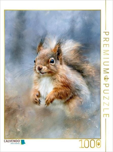 CALVENDO Puzzle Eichhörnchen, ein sanfter Blick, ein schneller Sprung danach | 1000 Teile Lege-Größe 64 × 48 cm Foto-Puzzle für glückliche Stunden