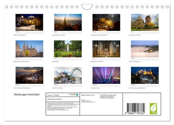 Produktbild: Marburger Ansichten (Wandkalender 2026 DIN A4 quer), CALVENDO Monatskalender