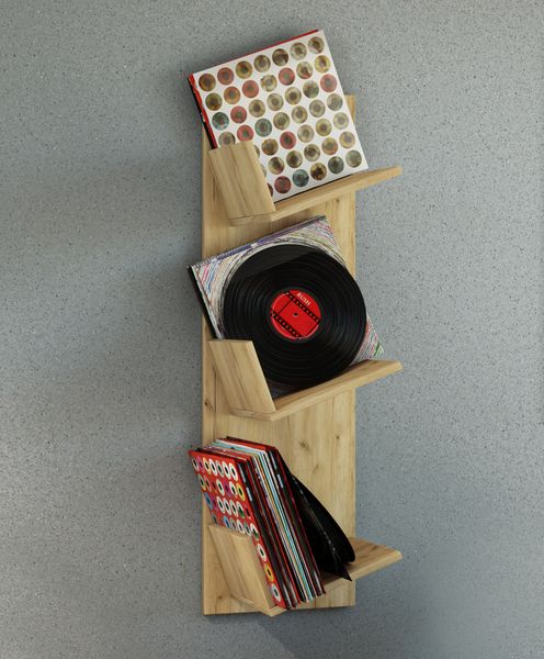 Produktbild: Holz B&uuml;cher Schallplatten LP H&auml;nge Wandregal Sulda