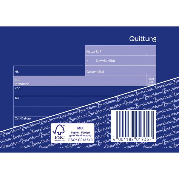 Produktbild: AVERY Zweckform Quittung selbstdurchschreibend DIN A6 quer 2x40 Blatt