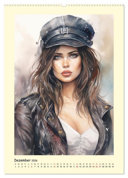 Produktbild: Sch&ouml;ne Steampunk Girls. Retro-&Auml;sthetik im Aquarell-Stil (hochwertiger Premium Wandkalender 2026 DIN A2 hoch), Kunstdruck in Hochglanz