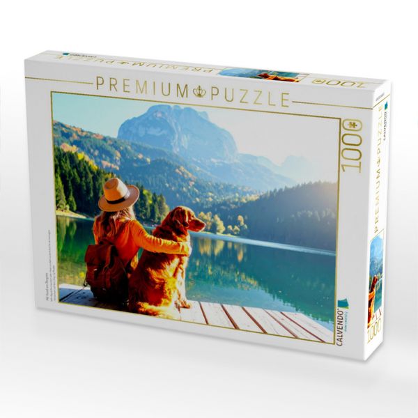 Produktbild: CALVENDO Puzzle Mit Hund am Bergsee | 1000 Teile Lege-Gr&ouml;&szlig;e 64x48cm Foto-Puzzle f&uuml;r gl&uuml;ckliche Stunden