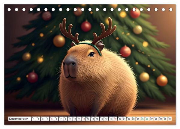 Produktbild: Capybara Carlo und die vier Jahreszeiten (Tischkalender 2027 DIN A5 quer), CALVENDO Monatskalender