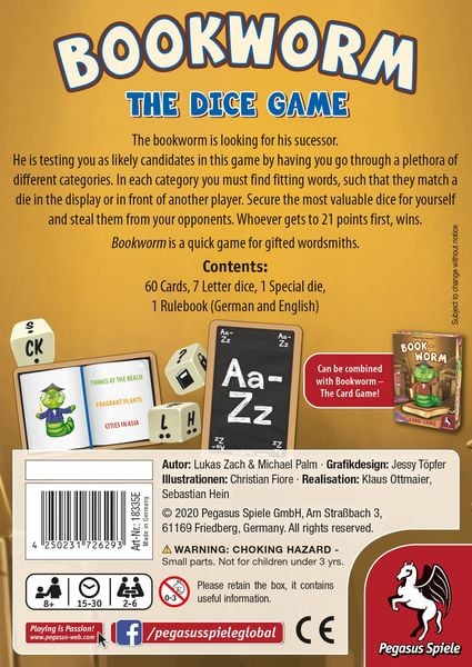 Produktbild: Pegasus 18335E - Bookworm, Dice Game (EN)