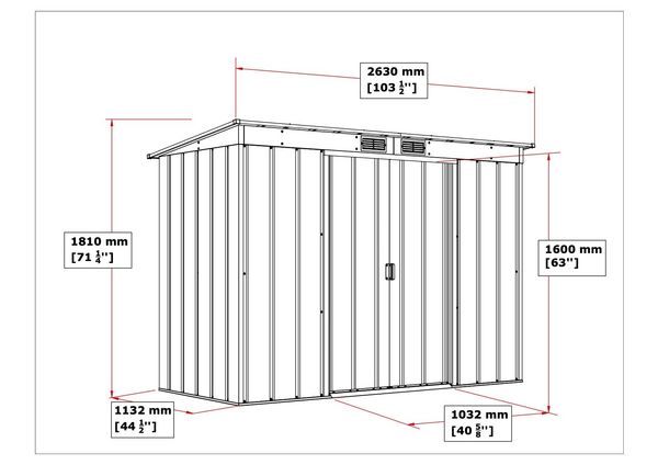 Produktbild: Metall Ger&auml;tehaus 263x113 Gartenhaus Schiebet&uuml;r
