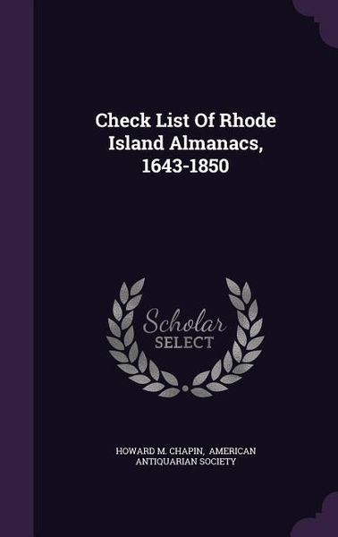 Produktbild: Check List of Rhode Island Almanacs, 1643-1850