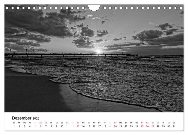 Produktbild: Ostseebad Zingst - Impressionen in Schwarz-Wei&szlig; (Wandkalender 2026 DIN A4 quer), CALVENDO Monatskalender