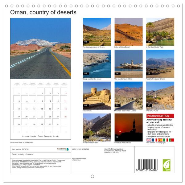 Produktbild: Oman, country of deserts (Wall Calendar 2026 12 &times; 12 Inch) CALVENDO 12 Month Wall Calendar