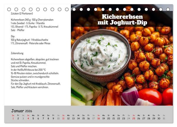 Produktbild: Rezepte f&uuml;r die Hei&szlig;luftfritteuse - vegetarisch, schnell und einfach (Tischkalender 2026 DIN A5 quer), CALVENDO Monatskalender