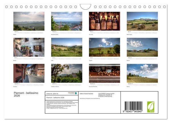 Produktbild: Piemont - bellissimo 2026 (Wandkalender 2026 DIN A4 quer), CALVENDO Monatskalender