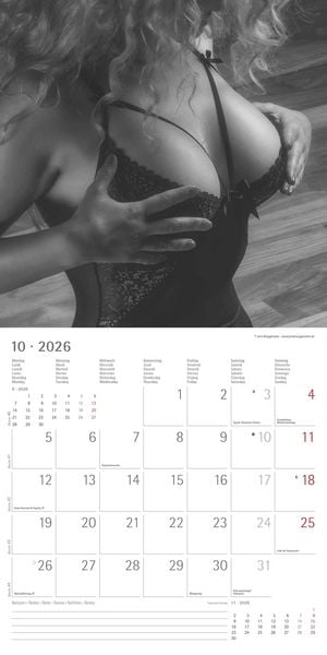 Produktbild: Feminine 2026 - Broschürenkalender 30x30 cm (30x60 geöffnet) - Kalender mit Platz für Notizen - Feminin - Bildkalender - Wandplaner - Erotikkalender