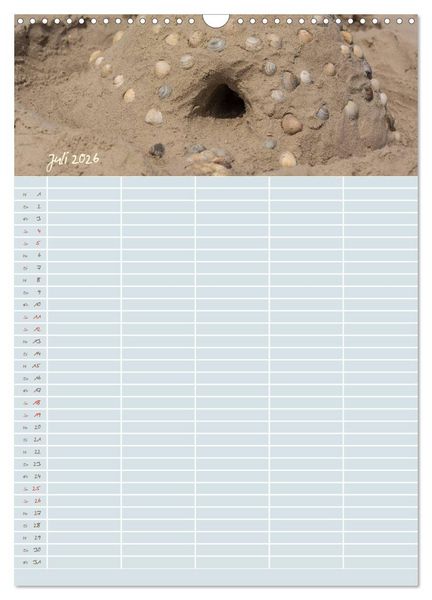 Produktbild: Kleine Sand-Sch&ouml;nheiten / Familienplaner (Wandkalender 2026 DIN A3 hoch), CALVENDO Monatskalender
