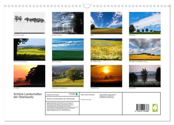 Produktbild: Sch&ouml;ne Landschaften der Oberlausitz (Wandkalender 2026 DIN A3 quer), CALVENDO Monatskalender