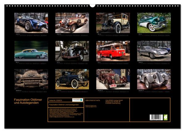 Produktbild: Faszination Oldtimer und Autolegenden (Wandkalender 2026 DIN A2 quer), CALVENDO Monatskalender