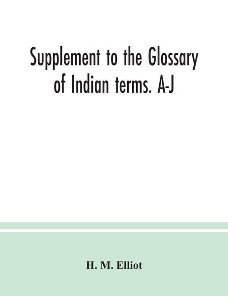 Produktbild: Supplement to the Glossary of Indian terms. A-J