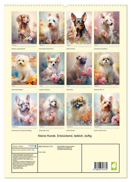 Produktbild: Kleine Hunde. Entz&uuml;ckend, lieblich, duftig (hochwertiger Premium Wandkalender 2026 DIN A2 hoch), Kunstdruck in Hochglanz