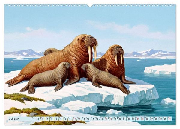 Produktbild: Nordische Tiere wie aus alten Zeiten (Wandkalender 2027 DIN A2 quer), CALVENDO Monatskalender