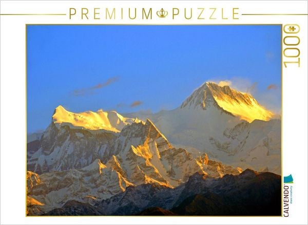 Produktbild: CALVENDO Puzzle Von links Annapurna IV (7525 m) und Annapurna II (7939 m) am fr&uuml;hen Morgen vom Aussichtspunkt Sarangkot | 1000 Teile Lege-Gr&ouml;&szlig;e 64x48cm Foto-Puzzle f&uuml;r gl&uuml;ckliche Stunden