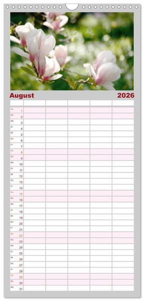 Produktbild: Familienplaner 2026 - Magnolien Ein Bl&uuml;tenrausch mit 5 Spalten (Wandkalender, 21 x 45 cm) CALVENDO