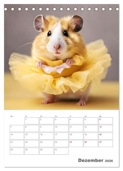 Produktbild: Ballerina Hamster - Eine Sinfonie aus zuckers&uuml;&szlig;e KI Hamstern in T&uuml;ll und Seide (Tischkalender 2026 DIN A5 hoch), CALVENDO Monatskalender