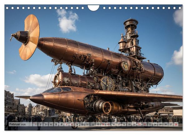 Produktbild: Steampunk - fantastische Flugger&auml;te (Wandkalender 2026 DIN A4 quer), CALVENDO Monatskalender