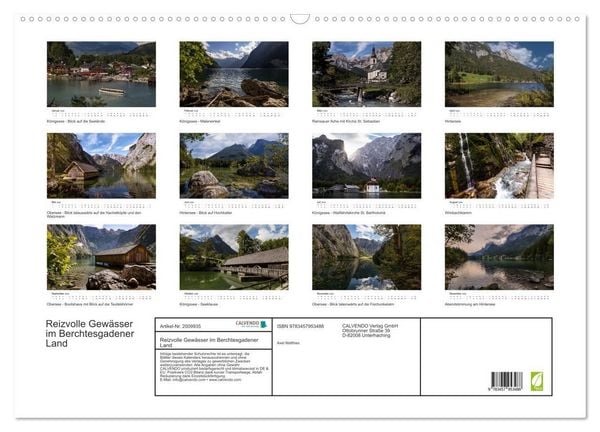 Produktbild: Reizvolle Gew&auml;sser im Berchtesgadener Land (Wandkalender 2026 DIN A2 quer), CALVENDO Monatskalender