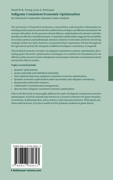 Produktbild: Subgame Consistent Economic Optimization