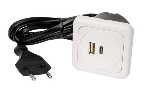Produktbild: InterB&auml;r 9016-018.81 3fach USB-Ladesteckdose 1er Set mit USB, mit USB-C&reg; IP20 Wei&szlig;