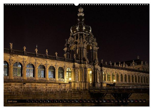 Produktbild: Eine Nacht in Dresden (hochwertiger Premium Wandkalender 2026 DIN A2 quer), Kunstdruck in Hochglanz