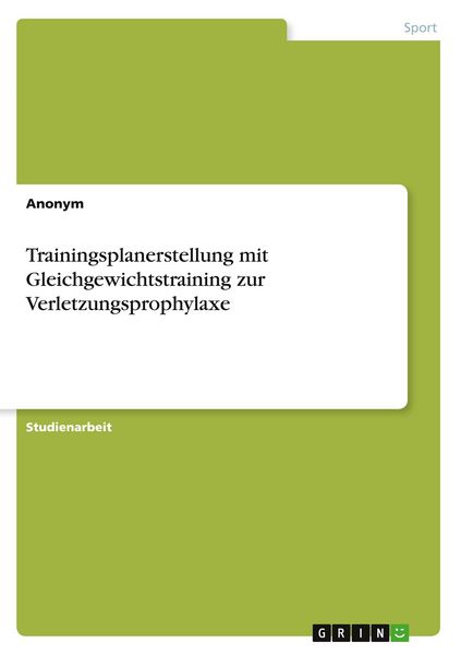 Produktbild: Trainingsplanerstellung mit Gleichgewichtstraining zur Verletzungsprophylaxe